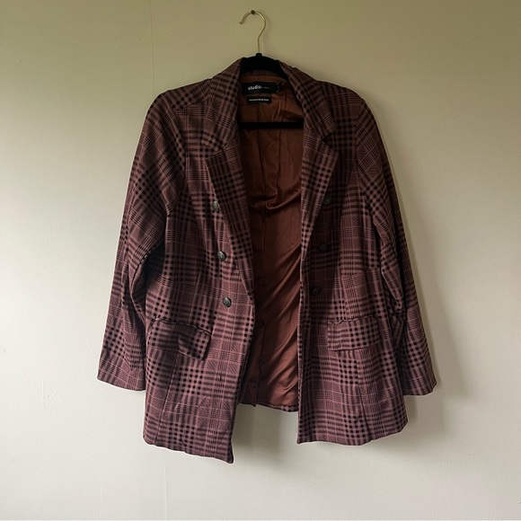 NWOT Studio by Torrid Women's Plaid Brown Blazer Jacket - Picture 1 of 10